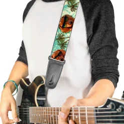 Guitar Strap - Dachshund in Shades w Palm Trees