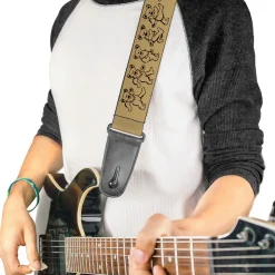 Guitar Strap - Dancing Bears Tan Black