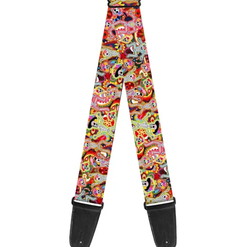 Guitar Strap - Dancing Catrinas Collage Multi Color