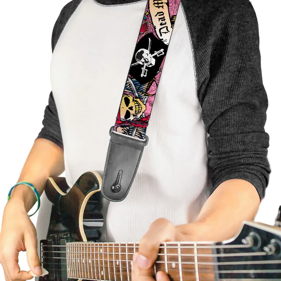 Guitar Strap - Dead Men Tell No Tales Pink