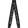 Guitar Strap - DEATH w Coffin Old English Black White