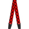 Guitar Strap - Diagonal Buffalo Plaid Black Red