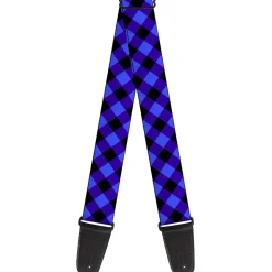 Guitar Strap - Diagonal Buffalo Plaid Black Blue