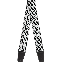 Guitar Strap - Diagonal Handlebar Mustaches White Black