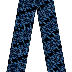 Guitar Strap - Diagonal Retro Chevy Bowtie Monogram Black Blues