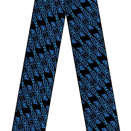 Guitar Strap - Diagonal Retro Chevy Bowtie Monogram Black Blues