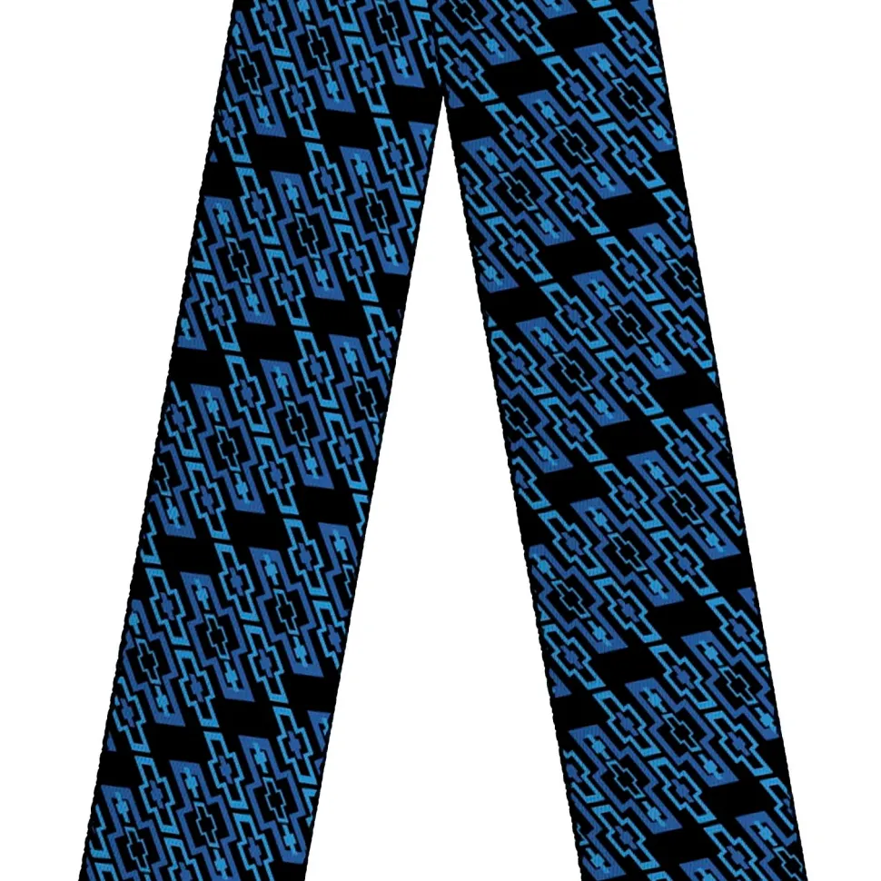 Guitar Strap - Diagonal Retro Chevy Bowtie Monogram Black Blues