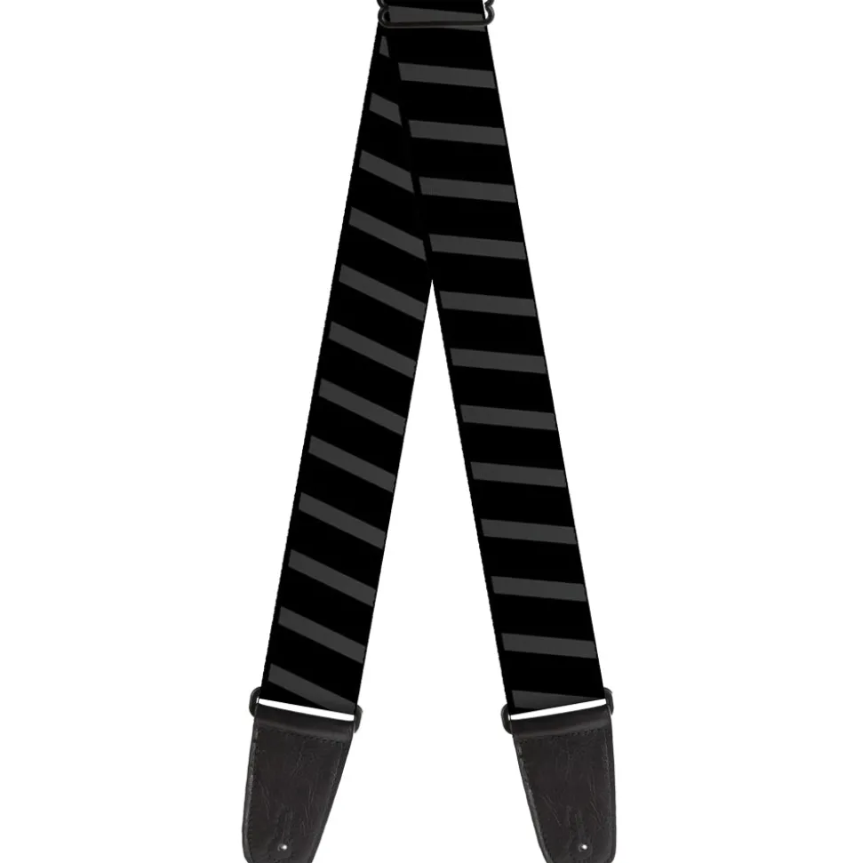 Guitar Strap - Diagonal Stripes Black Gray