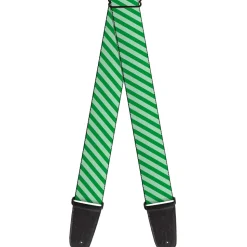 Guitar Strap - Diagonal Stripes Pastel Greens