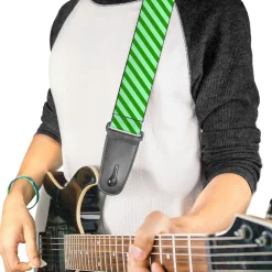 Guitar Strap - Diagonal Stripes Pastel Greens