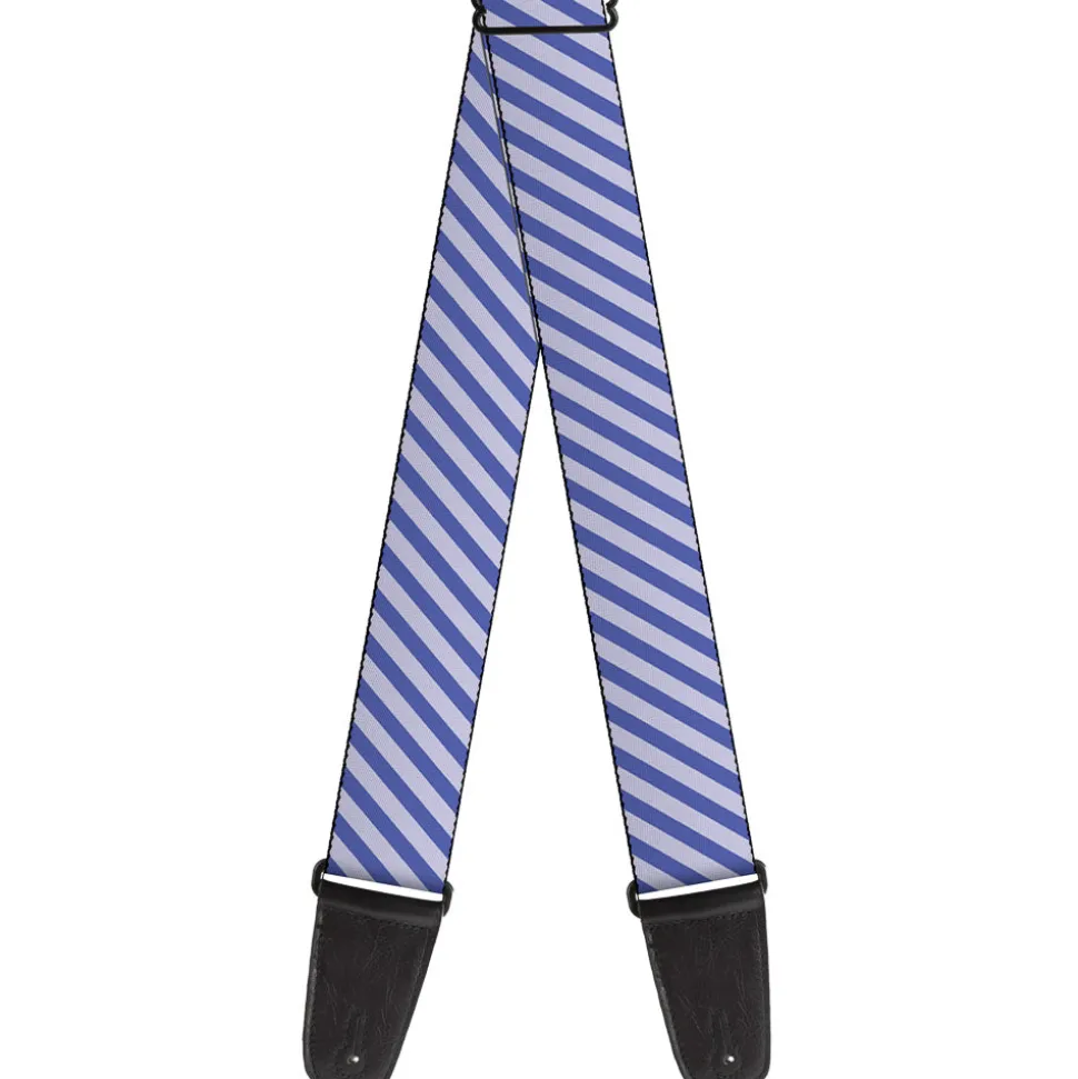 Guitar Strap - Diagonal Stripes Pastel Blues