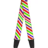 Guitar Strap - Diagonal Stripes White Multi Neon