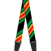 Guitar Strap - Diagonal Stripes Black Green Yellow Red