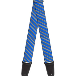 Guitar Strap - Diagonal Stripes Scribble Gray Blue