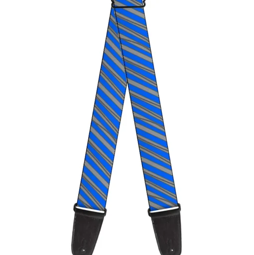 Guitar Strap - Diagonal Stripes Scribble Gray Blue