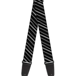 Guitar Strap - Diagonal Stripes Scribble Gray Black