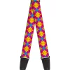 Guitar Strap - Diamond Plaid Orange Yellow Blue Purple Fuchsia