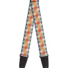 Guitar Strap - Diamond Plaid Grays Orange