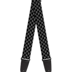 Guitar Strap - Diamonds Diagonal2 Lines Black White