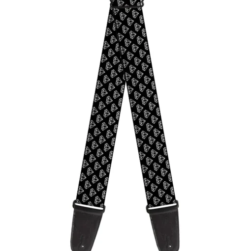Guitar Strap - Diamonds Diagonal2 Lines Black White
