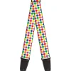Guitar Strap - Diamonds White Multi Neon
