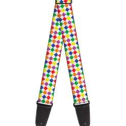 Guitar Strap - Diamonds White Multi Neon