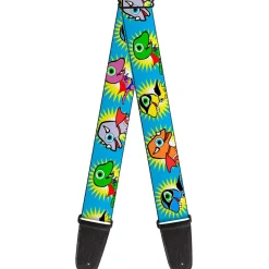 Guitar Strap - Dinosaur Superhero Baby Blue