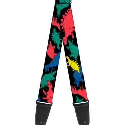 Guitar Strap - Dinosaurs Black Multi Color