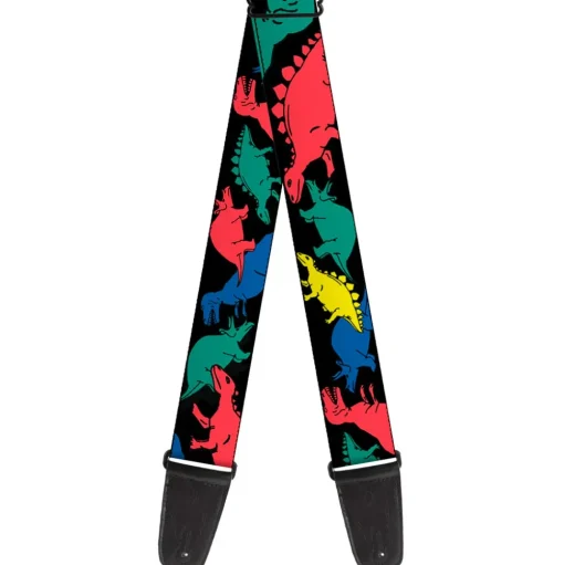 Guitar Strap - Dinosaurs Black Multi Color
