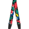 Guitar Strap - Dinosaurs Paint Splatter Black White Multi Color