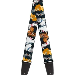 Guitar Strap - Disney Dogs 6-Dog Group Collage/Paws Gray/Black