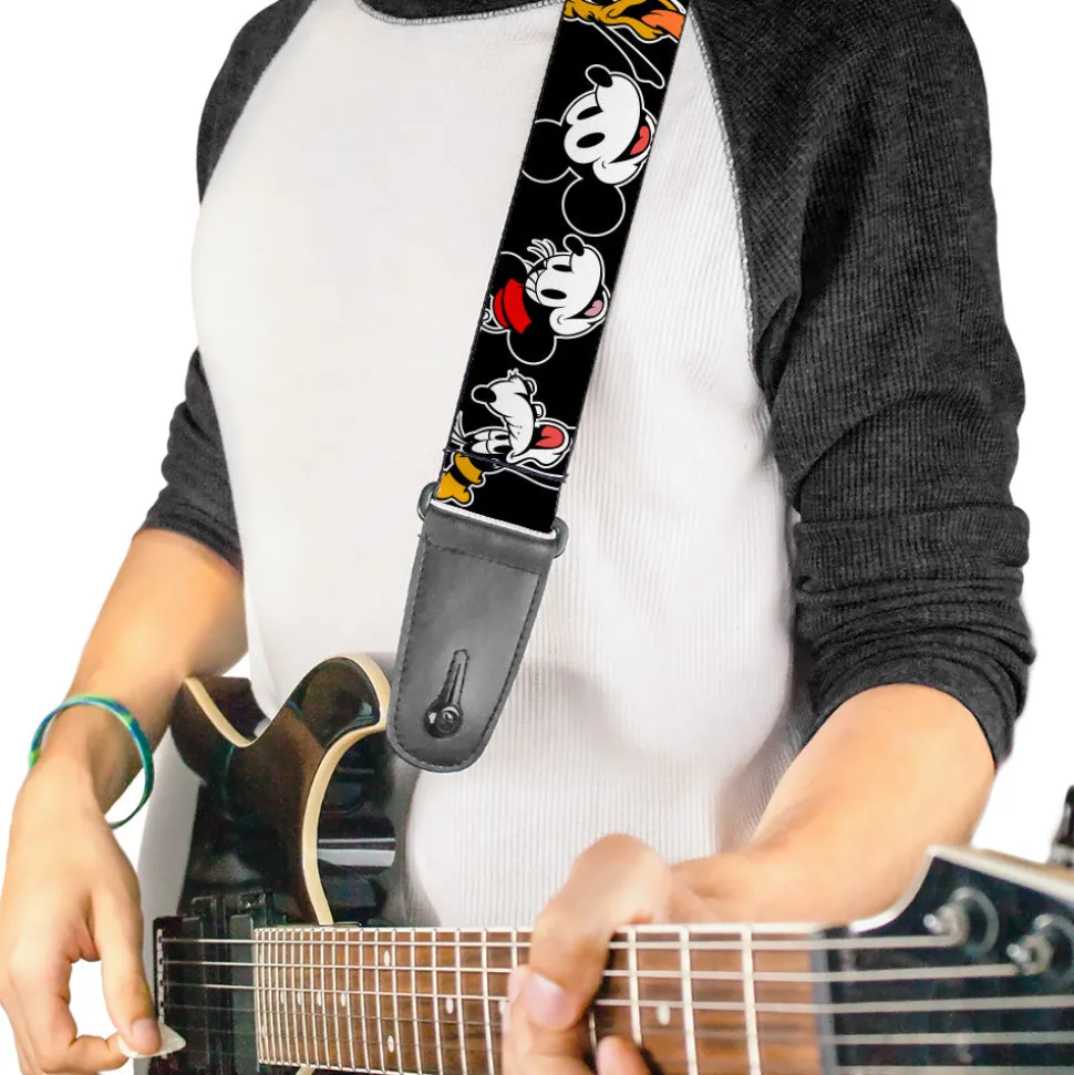 Guitar Strap - Disney The Sensational Six Smiling Faces Black