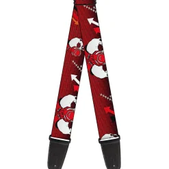 Guitar Strap - DJ Skulls Up Down Black Red