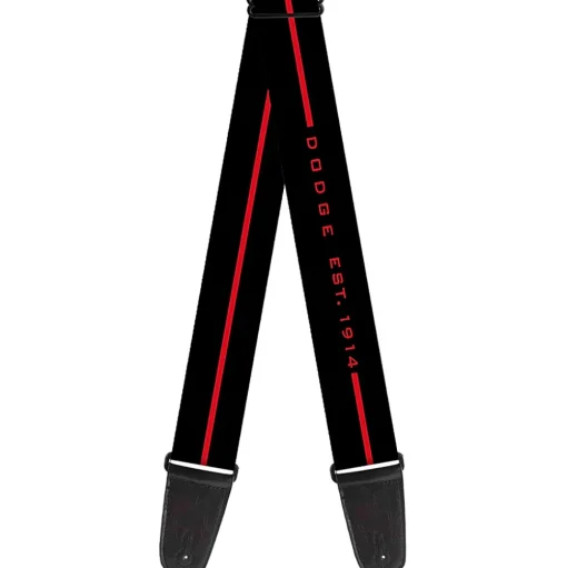 Guitar Strap - Dodge 100th Anniversary Logo Stripe Black Red