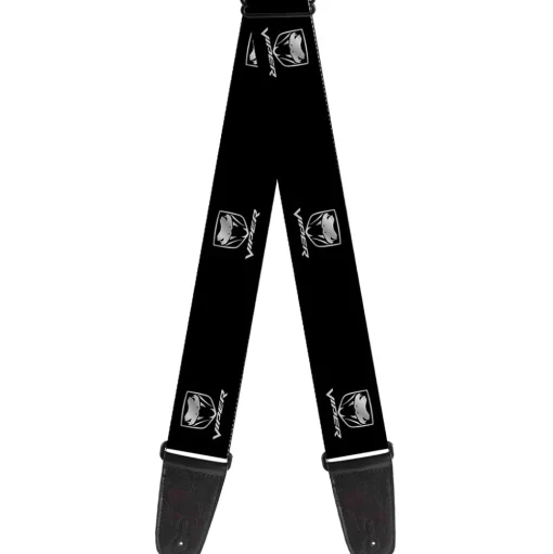Guitar Strap - Dodge Viper Black Silver Logo REPEAT
