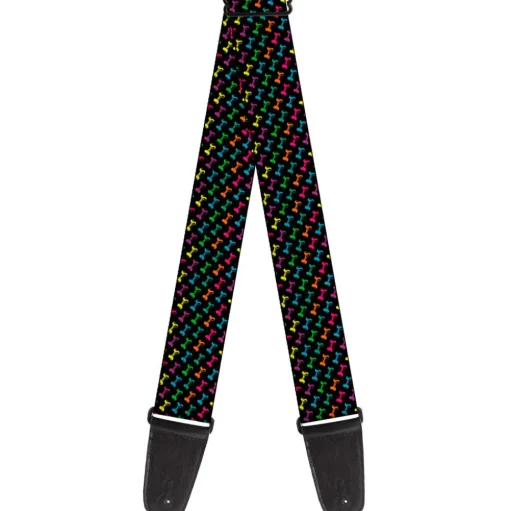 Guitar Strap - Dog Bone Black Multi Color
