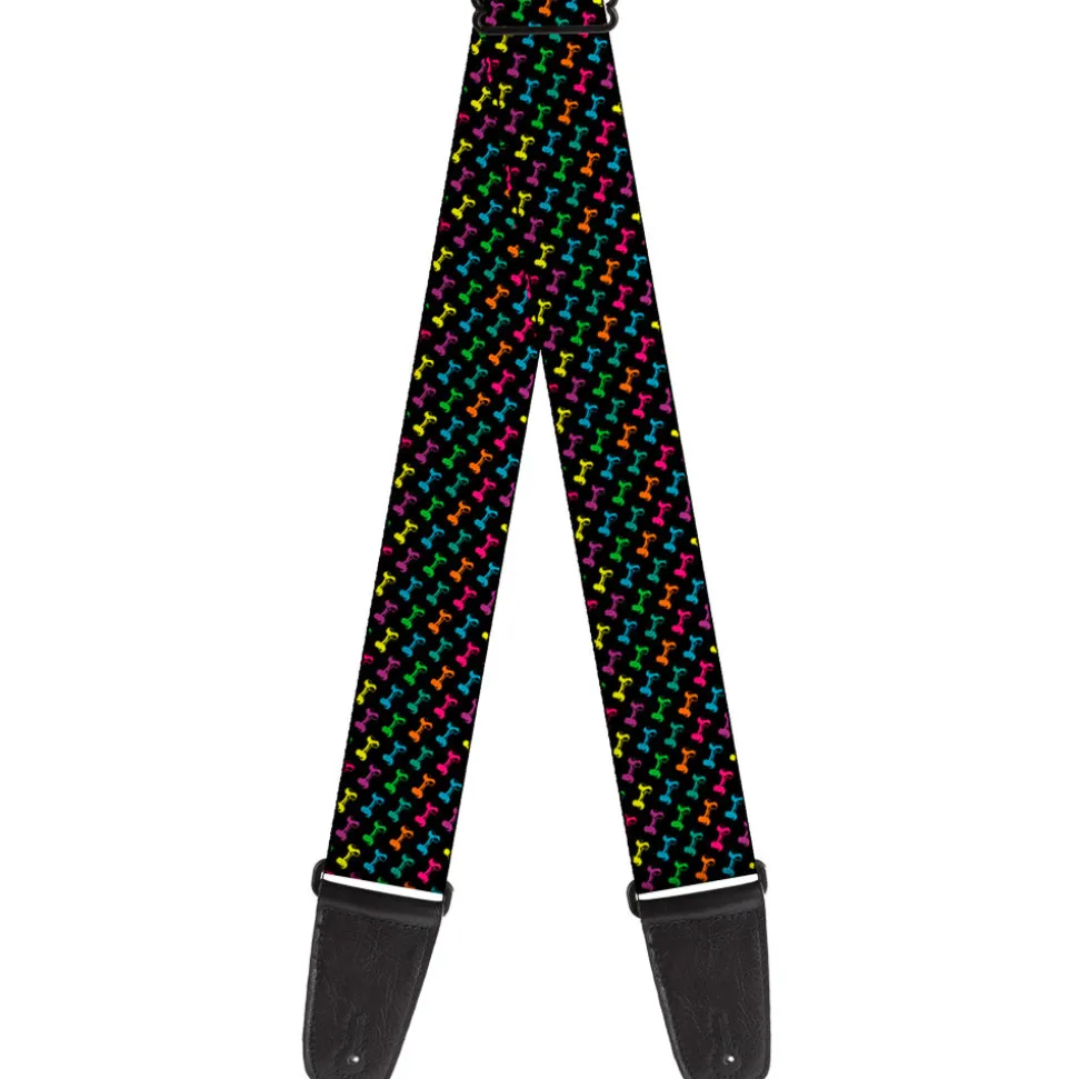 Guitar Strap - Dog Bone Black Multi Color