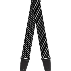 Guitar Strap - Dog Bone Black White
