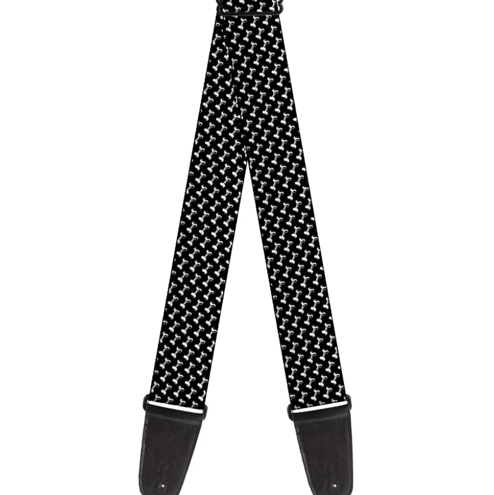 Guitar Strap - Dog Bone Black White