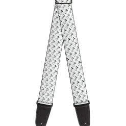 Guitar Strap - Dog Bone White Black