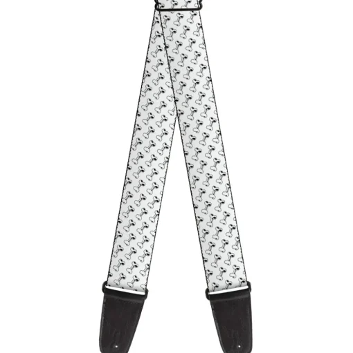 Guitar Strap - Dog Bone White Black