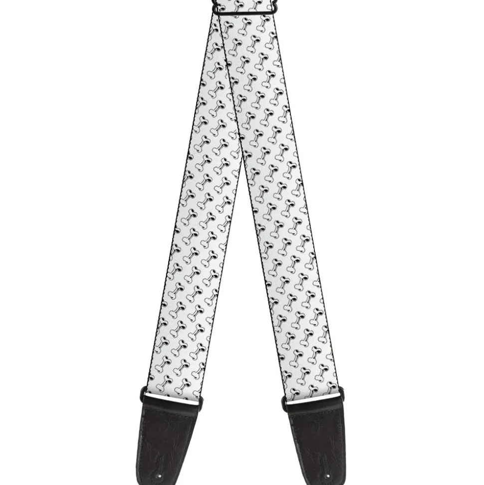 Guitar Strap - Dog Bone White Black