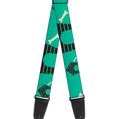 Guitar Strap - Dog House & Bone Turquoise Brown
