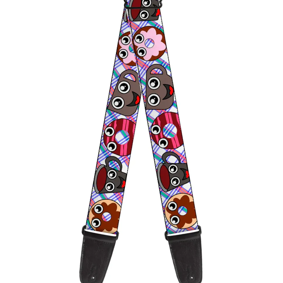 Guitar Strap - Donuts & Coffee Cartoon