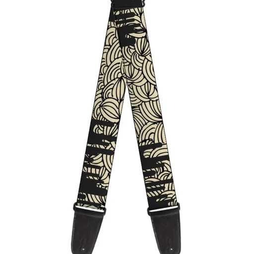 Guitar Strap - Doodle1 Paint Drips Cream Black