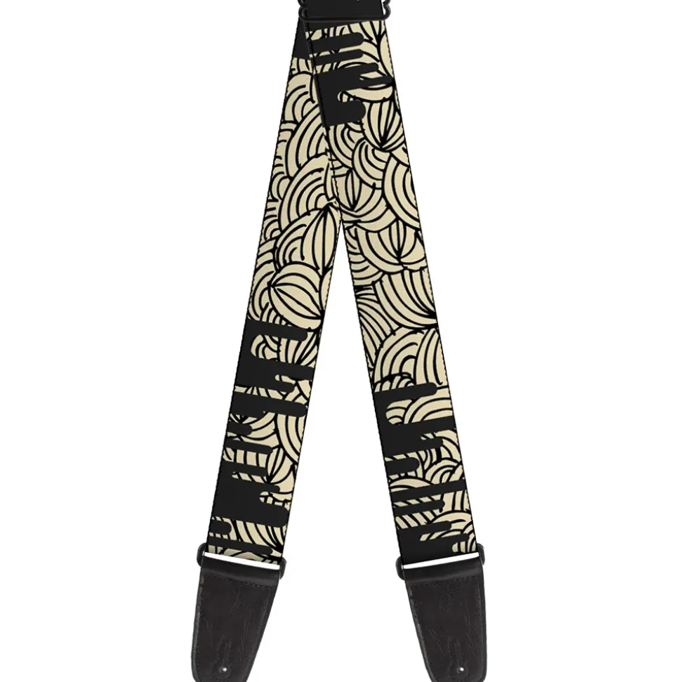 Guitar Strap - Doodle1 Paint Drips Cream Black