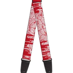 Guitar Strap - Doodle1 Paint Drips White Red