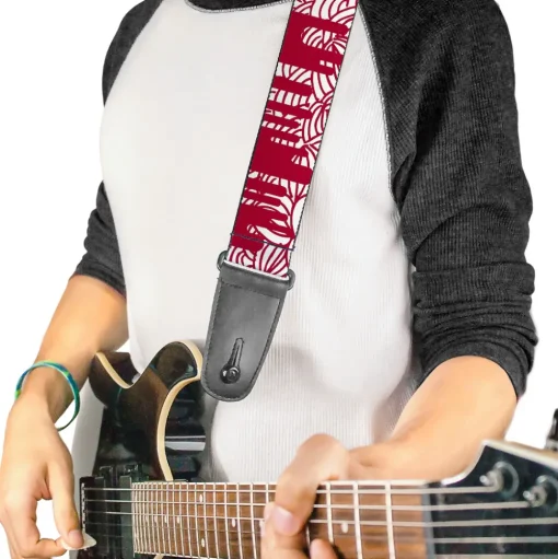 Guitar Strap - Doodle1 Paint Drips White Red