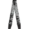 Guitar Strap - Doodle1 Paint Drips White Black