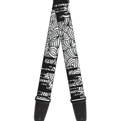 Guitar Strap - Doodle1 Paint Drips White Black
